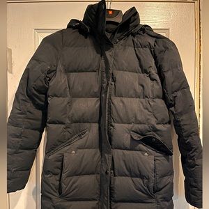 Lands End women’s down puffer coat with hood.